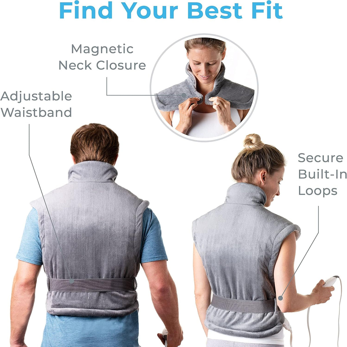 Pure Enrichment PureRelief XL Extra-Long Back & Neck Heating Pad, 4 Settings
