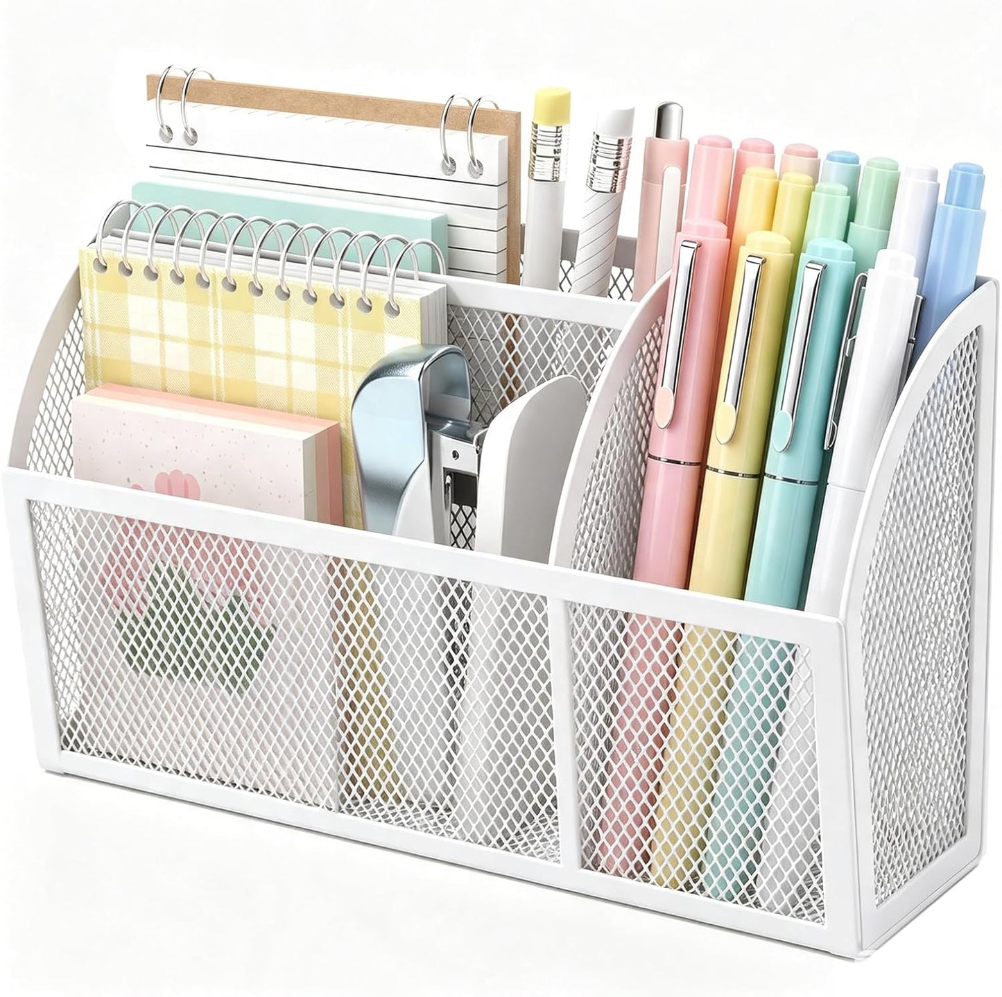Magnetic Pencil Holder, Magnetic Organizer for Locker Accessories, Black | Mesh Marker Holder with Strong Magnets and 3 Compartments for Whiteboards Refrigerators and Magnetic Lockers