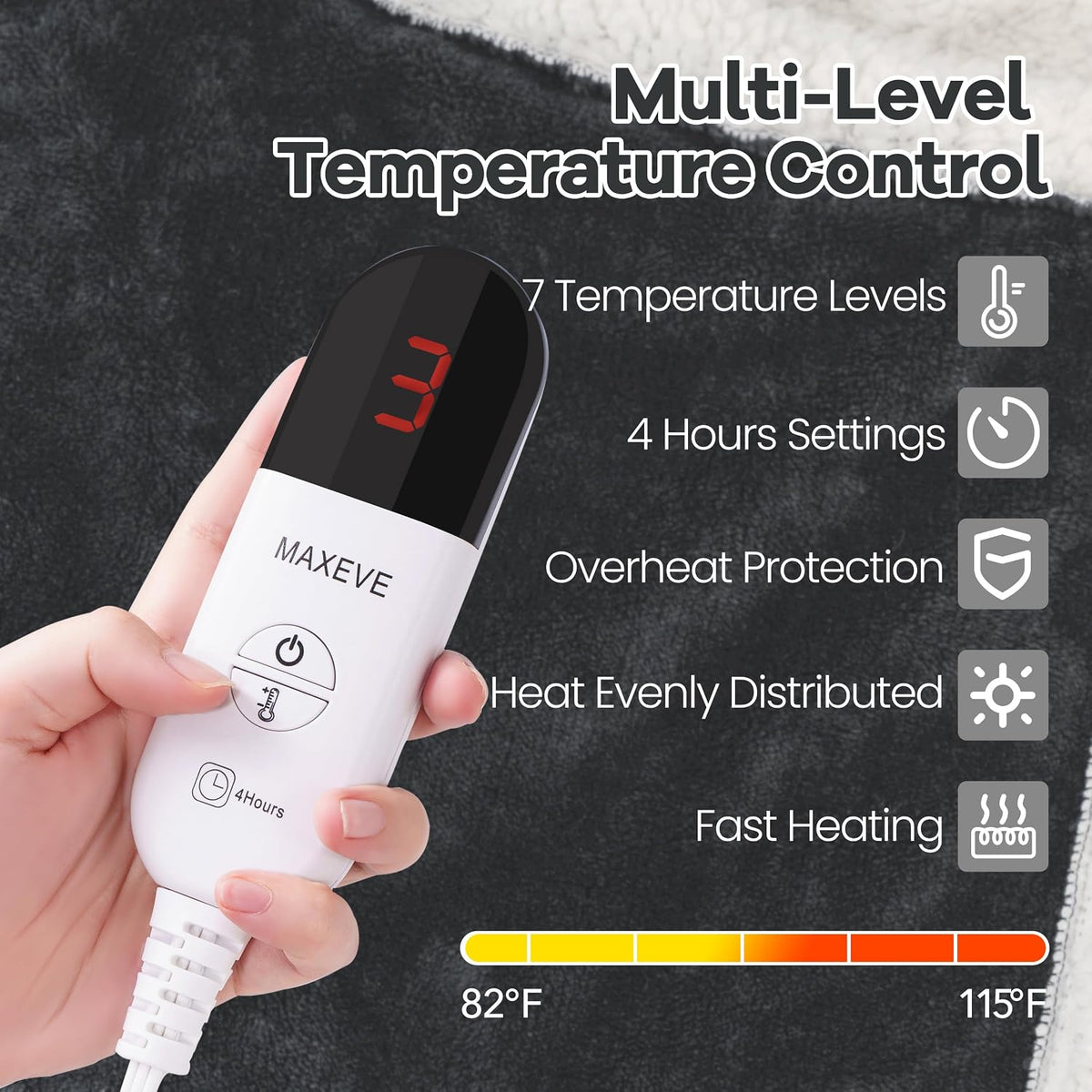 MAXEVE Heated Wearable Blanket with Foot Pocket & Sleeves Electric Snuggle
