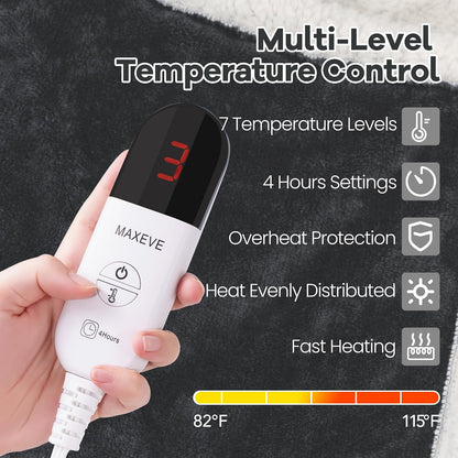 MAXEVE Heated Wearable Blanket with Foot Pocket & Sleeves Electric Snuggle