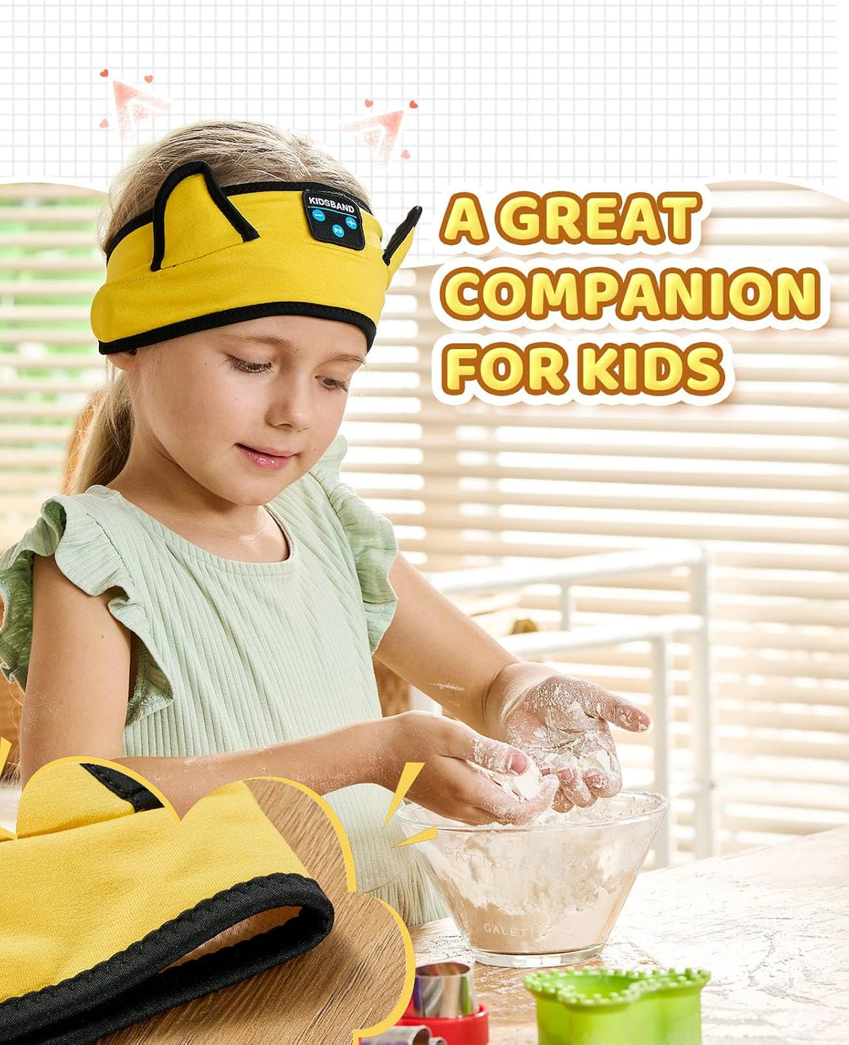 KIDSBAND Kids Bluetooth Headphones, Sleep Headband [Wireless & Wired Playback 2in1] Foldable Headphones for School/Travel/Tablet/Sleep