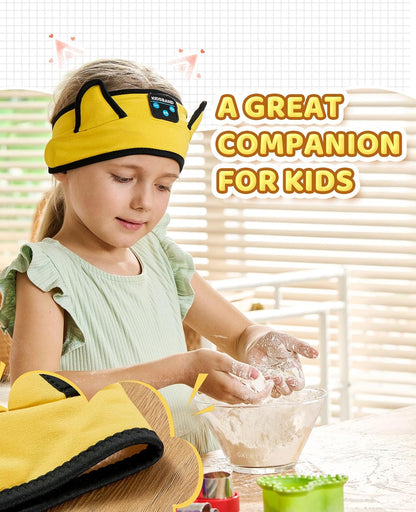 KIDSBAND Kids Bluetooth Headphones, Sleep Headband [Wireless & Wired Playback 2in1] Foldable Headphones for School/Travel/Tablet/Sleep