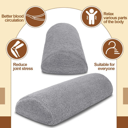 Sintuff Recliner Leg Rest Cushion Sofa Footrest Pillow with Cover Half Moon Bolster Pillow Under Knee Pillow for Sleeping On Back Alleviating Pain, 19.7 x 8 x 3.5 Inch (Coffee)