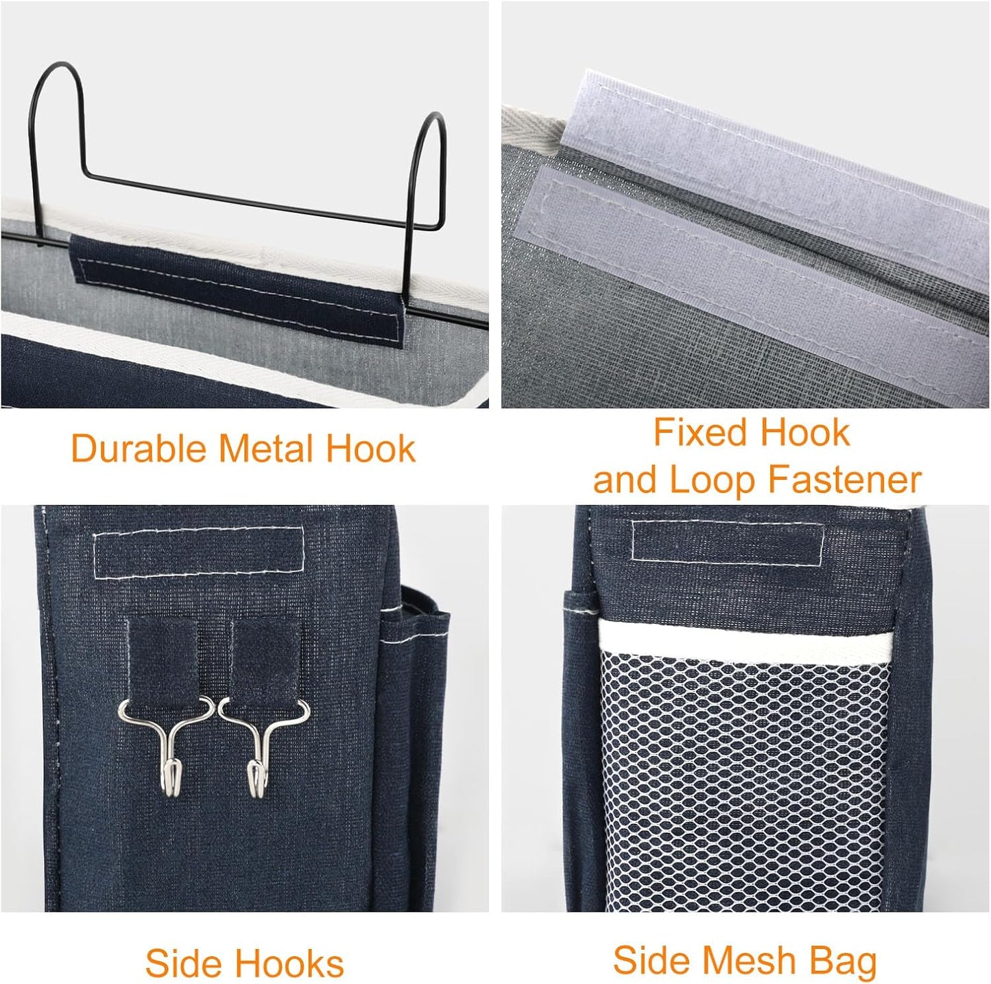 Surblue Bedside Caddy Bedside Storage Bag Hanging Organizer for Bunk, Hospital Beds, Dorm Rooms Bed Rails Camp 4 Pockets and 2 Hooks (Skyblue)