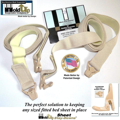 Holdup Bed Sheet Stay-Downs Short Quad USA Patented Plastic Gripper Clasps