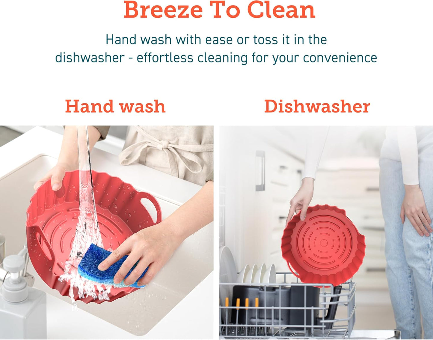 Cosori Air Fryer Silicone Liners for 3-5 Qt, Foldable 7.6 Inch Reusable Basket, Certified Food Grade Accessories, Resistant up to 450°F, Thickened & Durable, Non-stick Dishwasher Safe, Gloves, 2 Pcs