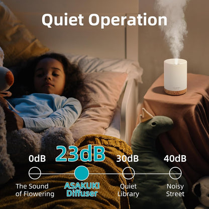ASAKUKI Essential Oil Diffuser for Home 300 ml Quiet | Automatic Shut-Off, Aromatherapy Diffuser, 7 LED Lights for Living Room, Kitchen, Bedroom, Hotel - Light Brown