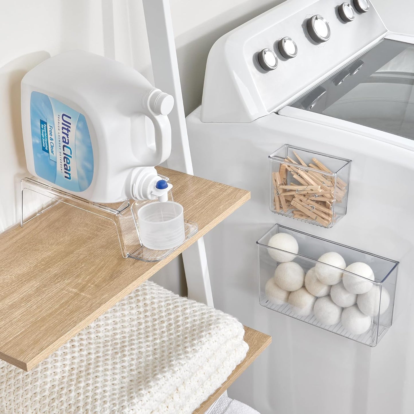 iDesign Magnetic Small Clear Plastic Organizer Bins | Laundry Room Storage