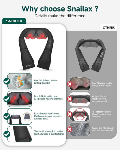 Shiatsu Neck & Shoulder Massager with Heat, Deep Tissue Back Massager
