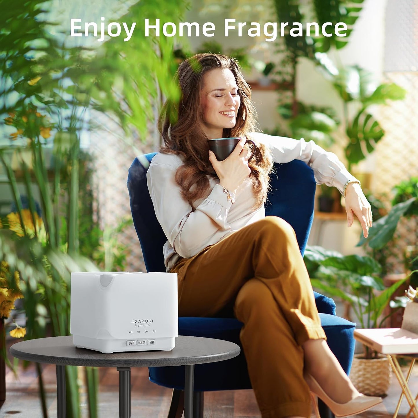 ASAKUKI Essential Oil Diffuser for Home with Top 6 Essential Oil Sets | Large 700 ml Humidifier, Automatic Shut-Off, 7 LED Lights for Living Room, Kitchen, Bedroom, Hotel - Yellow