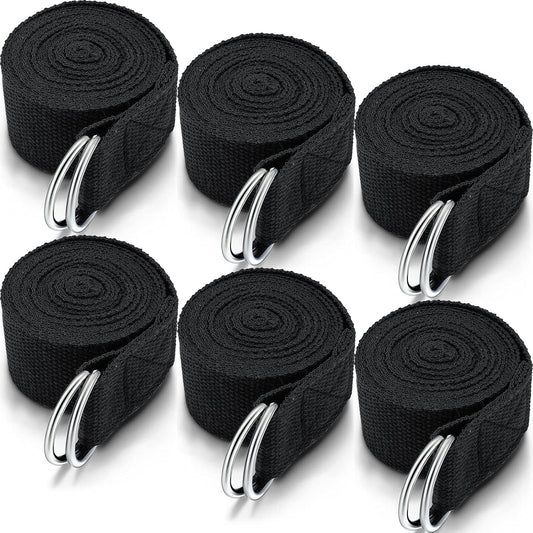 6 Pcs Yoga Strap for Stretching 8 ft Yoga Exercise Adjustable Straps Bands with Safe D Ring Buckle for Pilates, Gym Workouts, Fitness, Physical Exercise, Dance, Improve Flexibility