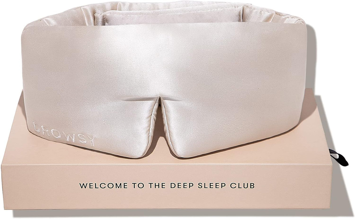DROWSY Silk Sleep Mask - Face-Hugging, Padded Cocoon for Luxury Sleep in Total Darkness - 100% Pure Mulberry Silk, Skin-Hydrating & Adjustable (Midnight Blue)