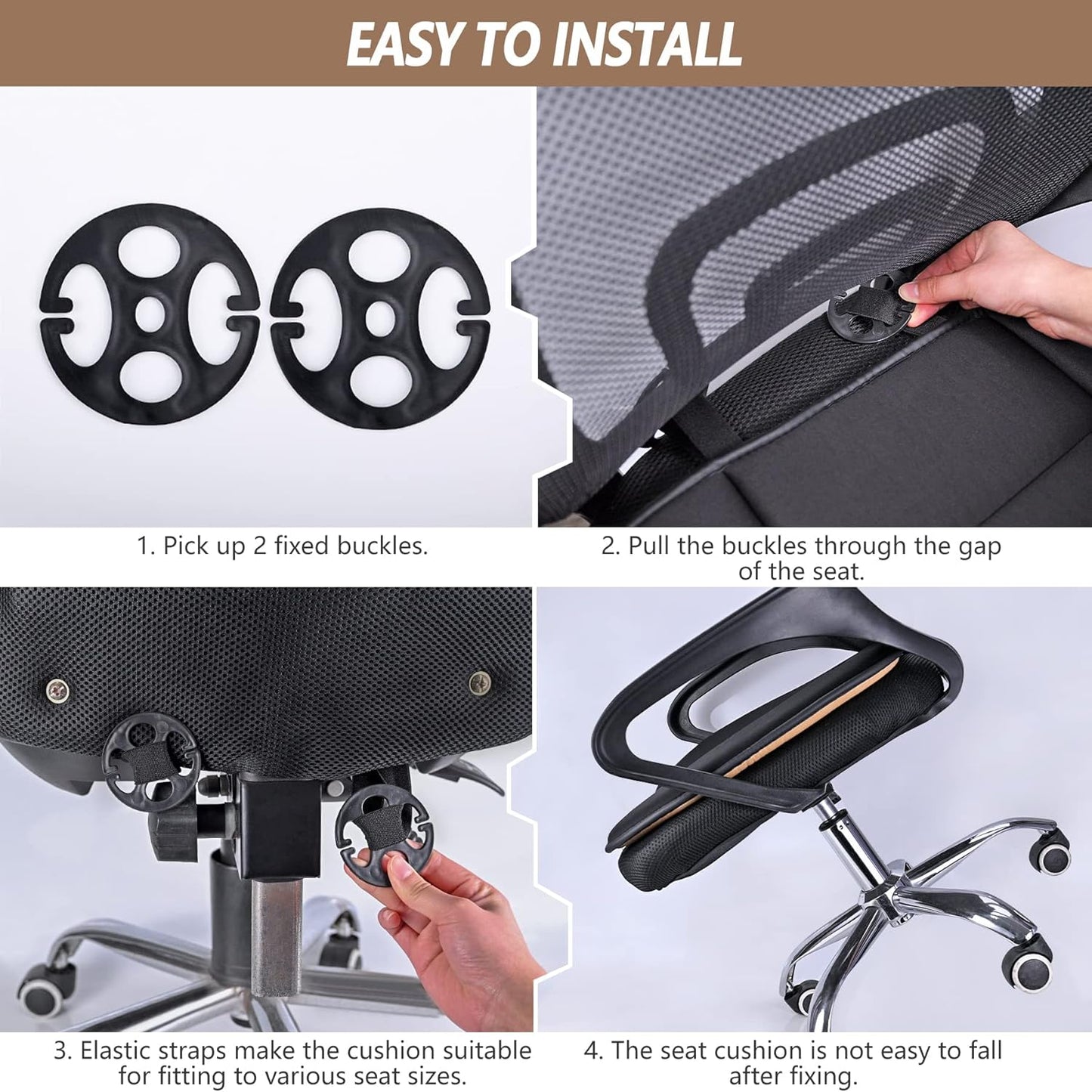 Car Seat Cushion Pad 1.2" Thick Comfort Seat Protector for Car Driver Seat Office Chair Home Use Memory Foam Seat Cushion with Non Slip Bottom, 20'' x 18.5'', Black
