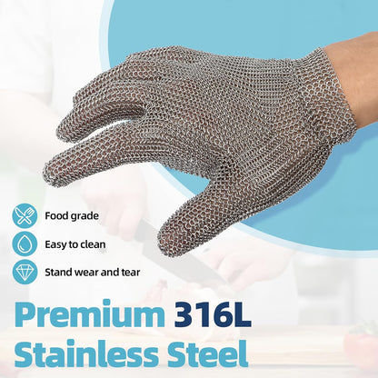 Cut Resistant Glove, Food Grade Stainless Steel Chainmail Butcher Glove for Cutting Meat Oyster Shucking Slicing Fish