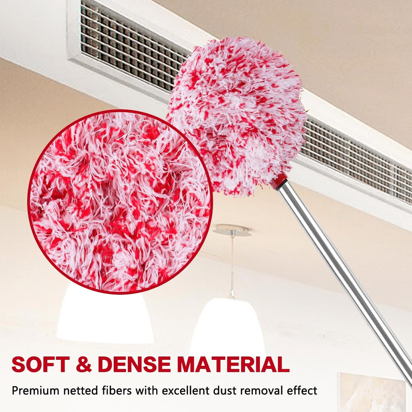 Ceiling Fan Cleaner Duster Reusable Microfiber Ceiling Fan Blade Cleaner Removable Duster with Extension Pole Adjusts 13 to 49.7 Inch for Cleaning Walls Bookshelves Furniture Door Window Top (Blue)