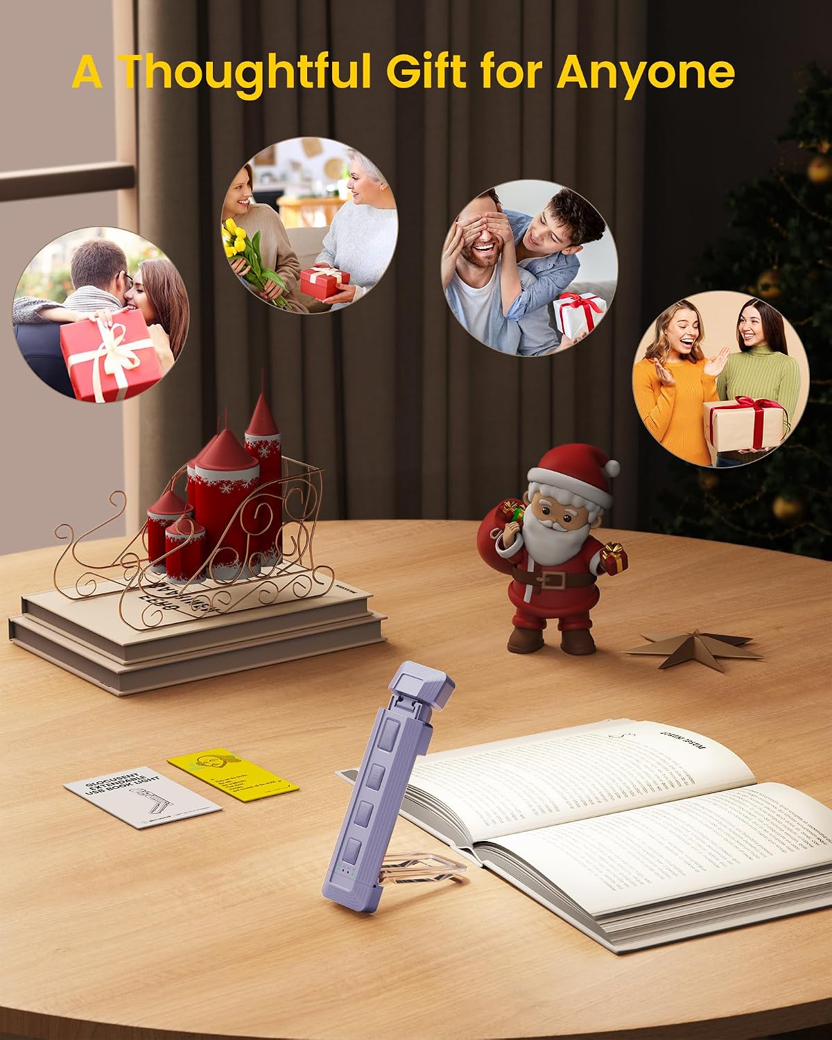 Glocusent Extendable Book Light, Full-Page USB Rechargeable Reading Light