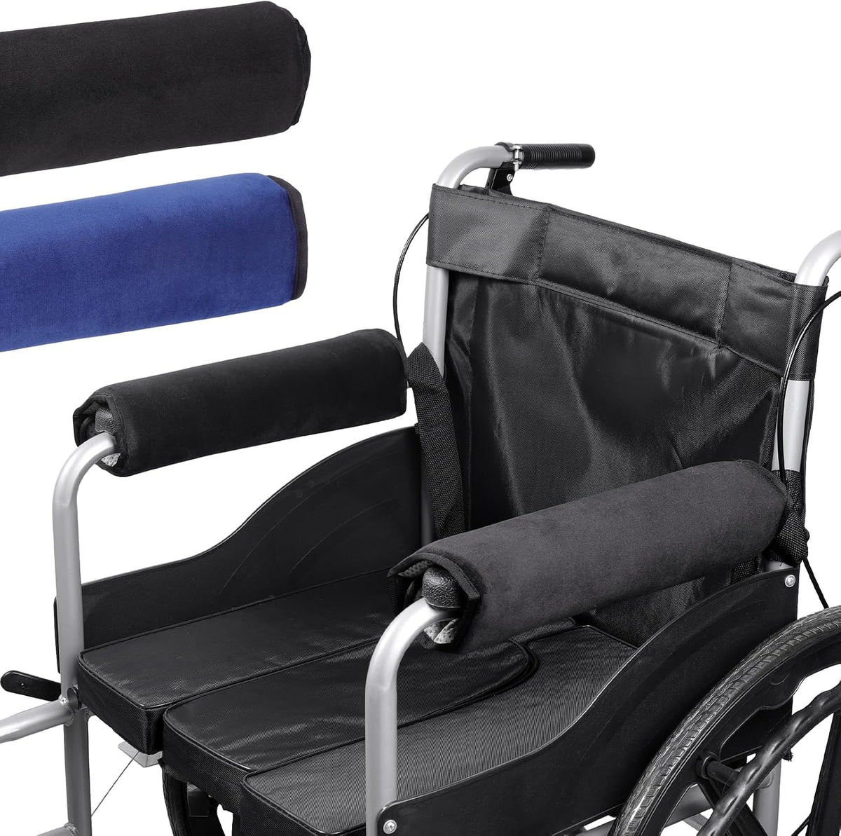 lefeke 2 Pack Wheelchair armrest Pads - Soft Velvet Foam armrest Covers for wheelchairs, Office Chairs and armchairs, etc., Effectively relieves arm Pressure and Prevents Soreness (Blue)