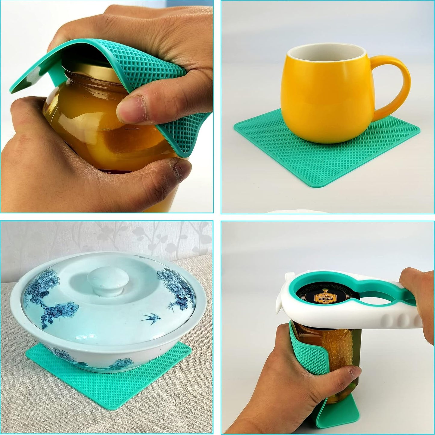 Jar Opener for Weak Hands, Seniors with Arthritis, 5 in 1 Bottle Opener | Multi-use Lid Opener Set with Non-slip Rubber Gripper Pad & Wine Opener, Great for Senior Parents, Grandparents or Loved Ones