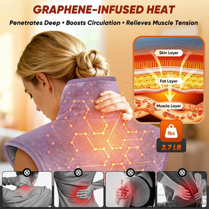 Heating Pad for Shoulder and Back, Electric Graphene-Infused Weighted Heat Pads for Pain Relief, 35"x24" Large Full Body Heated Pad, 86°F-158°F Auto-Off, Birthday Gifts for Women, Men, Mom, Dad