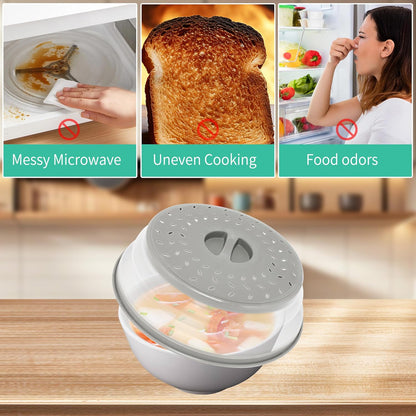 Collapsible Microwave Food Cover, Splatter Guard,Vented Microwave Lid for Food, BPA free TPR, Dishwasher safe，12inch,Grey