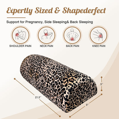 Knee Pillow for Back Sleeping – Half Moon Bolster Pillow for Under Knee While Sleeping Support, Leg & Back Pain Relief (21.5x9x5 Inches)