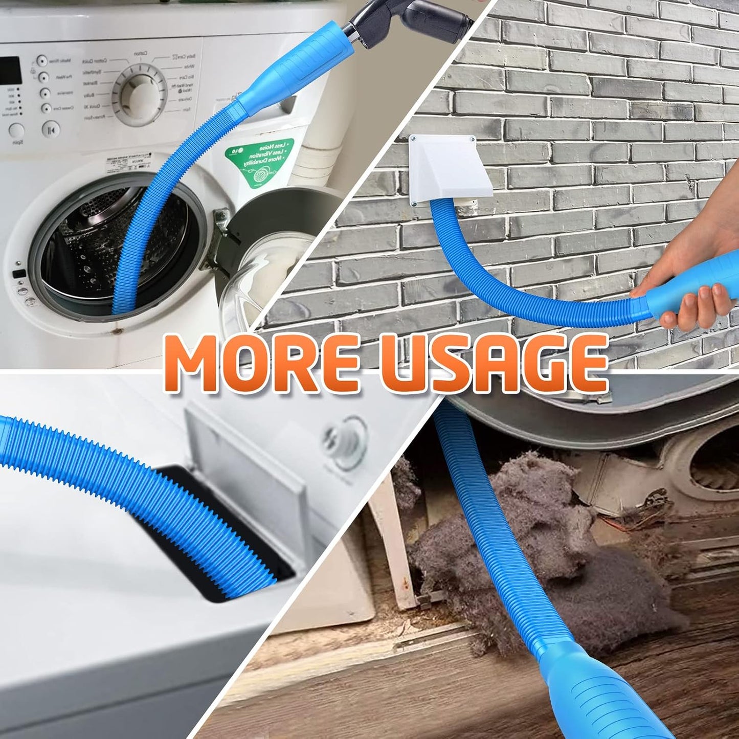 PetOde Dryer Vent Cleaner Kit – Dryer Vent Vacuum Hose Attachment Blue | Dryer Vent Cleaning Hose Reach Deep Inside Vents - Remove Hidden Lint, Speed Drying & Reduce Fire Risk