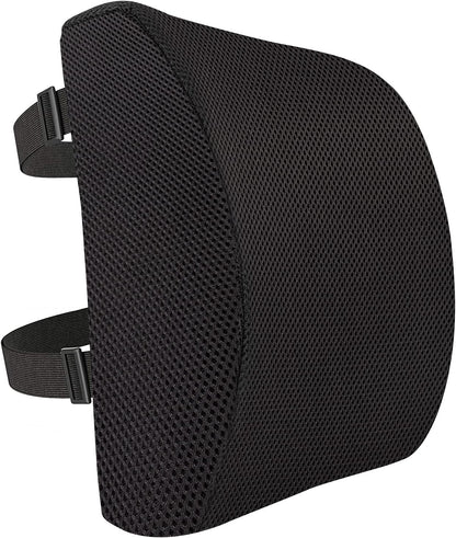 Amazon Basics Comfortable Seat Cushion & Lumbar Support for Office Chairs, Gel Enhanced Memory Foam, Non-Slip, Cooling, Portable, Pack of 2, Rectangular, Black