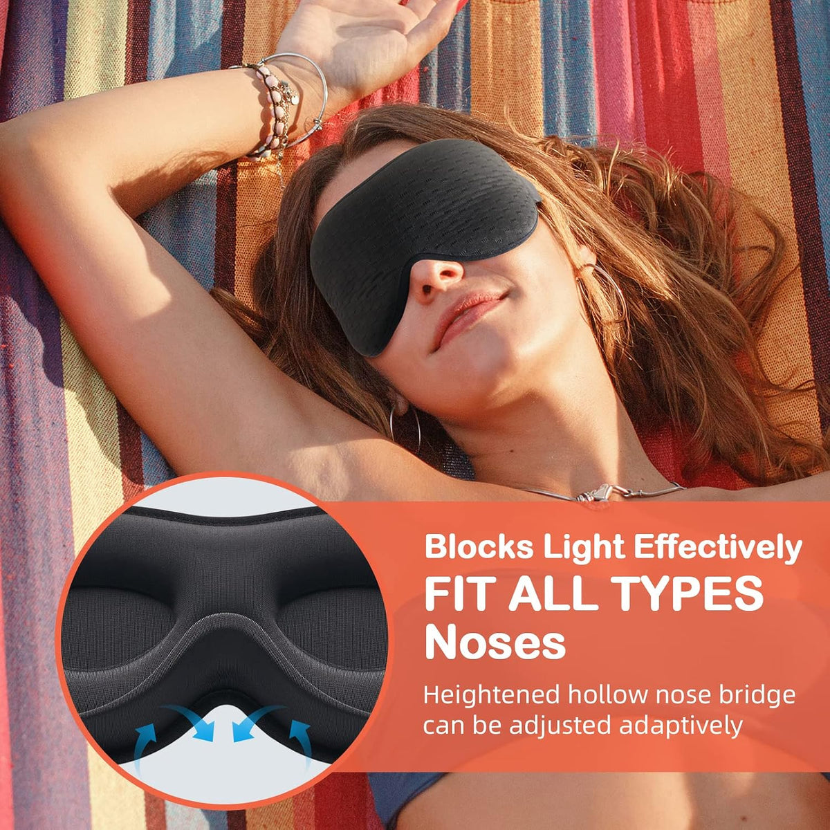 INNELO Sleep Mask for Side Sleeper, 3D Zero-Pressure, 100% Blackout, Nap