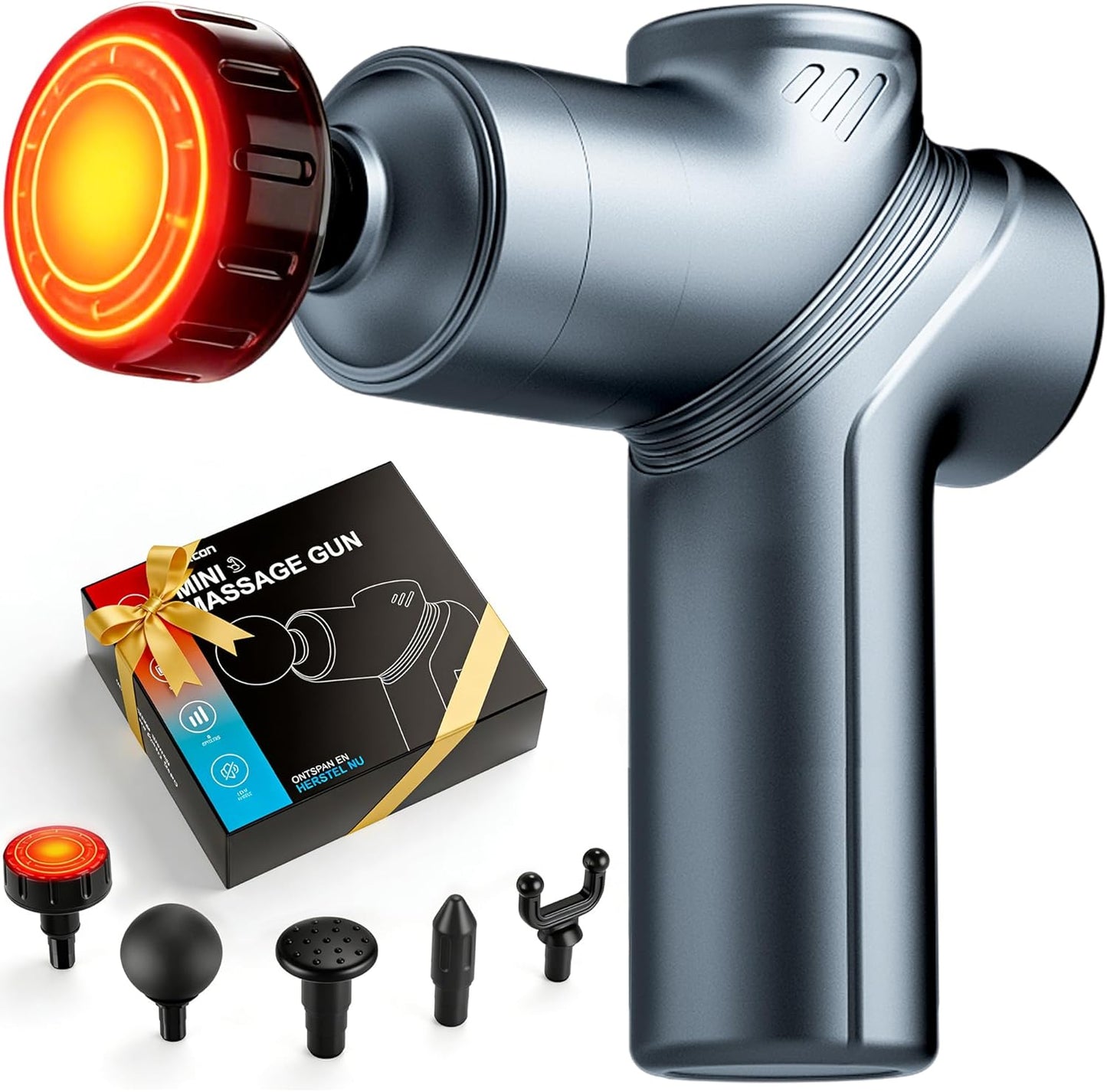 Massage Gun Deep Tissue, Silent Motor and Portable Massage Gun with 4 Interchangeable Heads for Deep Muscle Relief and Relaxation, Relax Gift