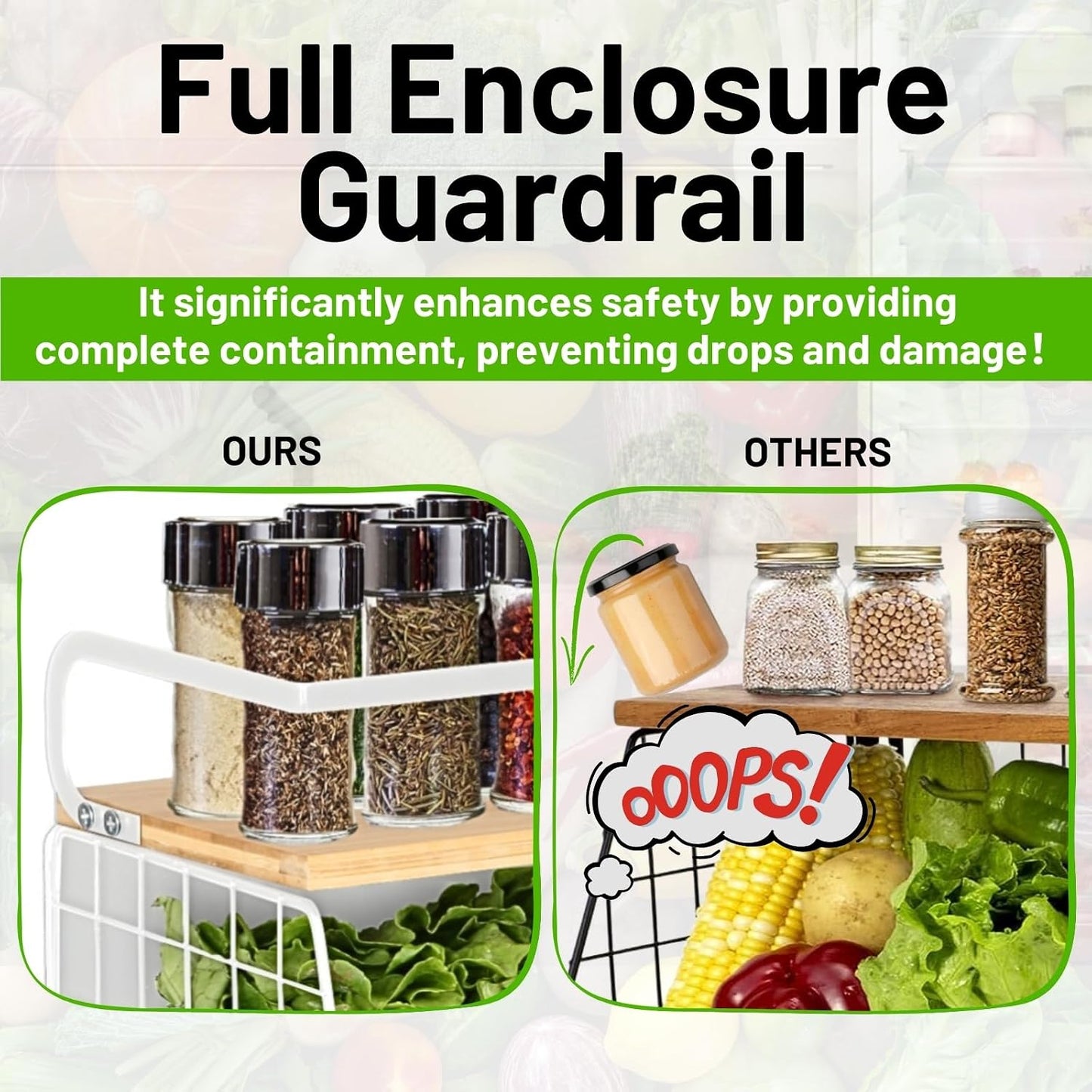 Magnetic Shelf for Fridge with Wood Lid, Fruit Potato and Onion Storage Bins, Pantry Organizers & Storage, Large Container Magnetic Spice Rack for Refrigerator, Kitchen Counter, Cabinet | Strong magnet holds 50lbs, ventilated bin for produce, versatile
