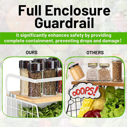Magnetic Shelf for Fridge with Wood Lid, Fruit Potato and Onion Storage Bins, Pantry Organizers & Storage, Large Container Magnetic Spice Rack for Refrigerator, Kitchen Counter, Cabinet | Strong magnet holds 50lbs, ventilated bin for produce, versatile