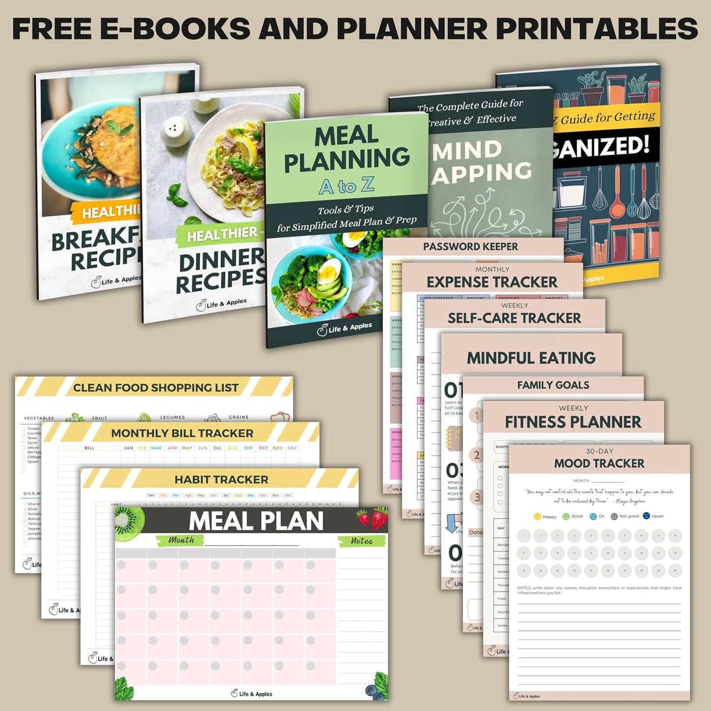 Life & Apples Weekly Meal Planner Notebook with Grocery List, Forest | Meal Planning Notebook, Meal Prep Journal and Food Planner to Organize a Weekly Menu, Grocery List and Family Meals