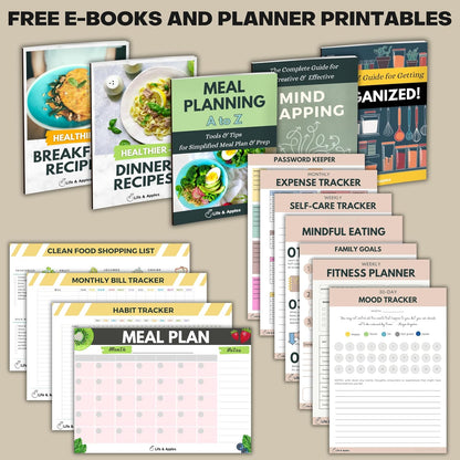 Life & Apples Weekly Meal Planner Notebook with Grocery List, Forest | Meal Planning Notebook, Meal Prep Journal and Food Planner to Organize a Weekly Menu, Grocery List and Family Meals