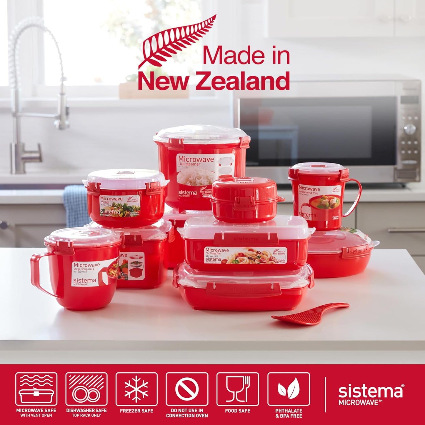 Sistema Microwaveable 940mL Noodle Bowl, Round Microwave Container with Lid & Steam-Release Vent, Cooks Pasta, Soup, Stew & More, Dishwasher & Freezer-Safe, BPA-Free