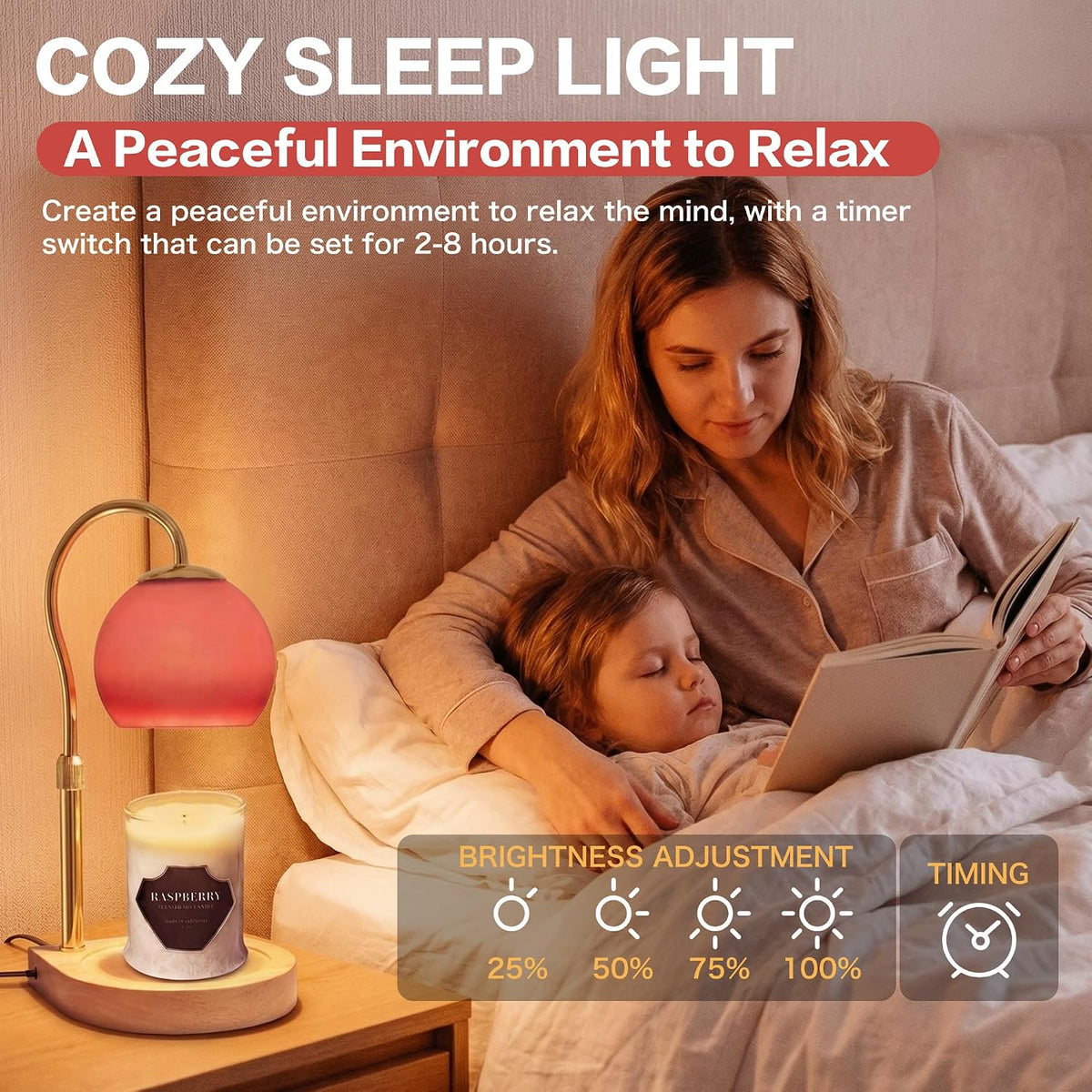 Candle Warmer Lamp with Timer 2H/4H/8H, Adjustable Height, Ocean