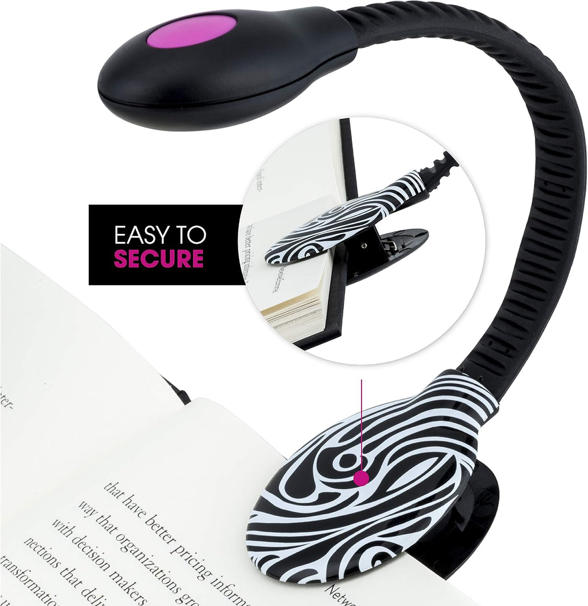 French Bull Rechargeable Sculpt Book Light (Black and White Marble)
