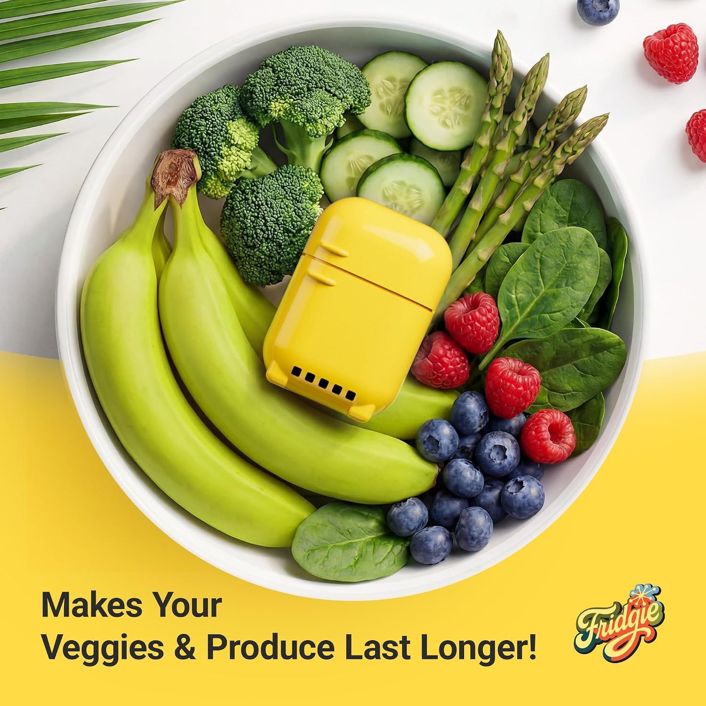 Fridgie Produce Saver, Ethylene Gas Absorber, Fridge Lettuce Keeper - Blue | 4 refill packets, lasts up to 1 year, slows ripening, reduces food waste, crisper drawer, protects berries, herbs, greens