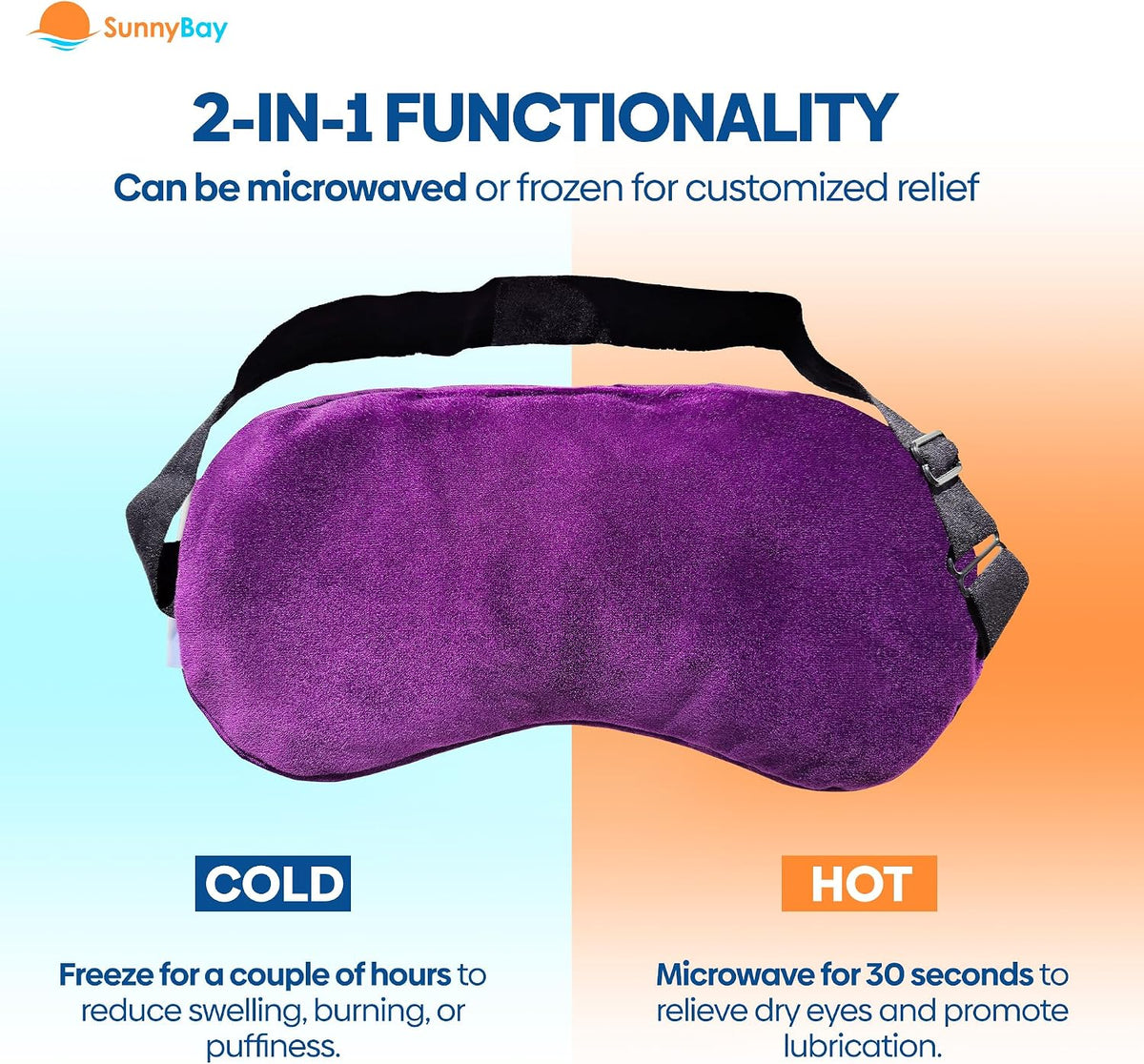 SunnyBay Microwavable Heated Eye Mask, Moist Compress, 7.9x4.3 inch, Purple
