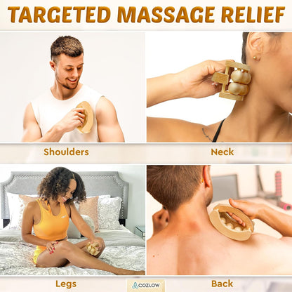 Handheld Lymphatic Drainage Massager - May Reduce Appearance of Cellulite | Cozlow manual massage tool w/ 7 rolling balls, helps support lymph system care, promotes healthy circulation & smoother skin