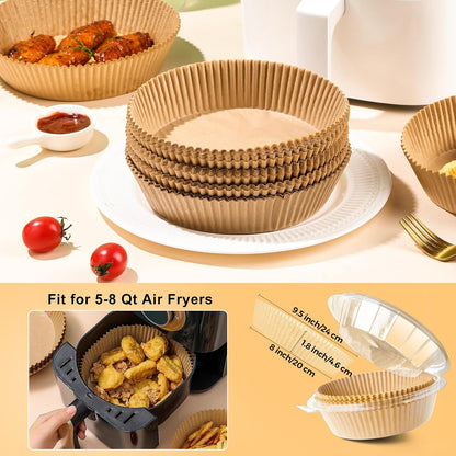 Air Fryer Liners Disposable, 150Pcs Parchment Paper 8" Square for 5-8QT | [Food Grade Material] Unbleached Parchment Paper Non-Stick & Waterproof Oilproof Easy Cleanup for Air Fryer Sheets Papers