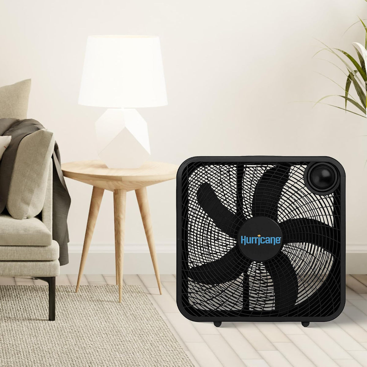 Hurricane Classic Floor Box Fan with 3 Speed Settings, Black - 20in