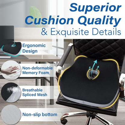 Allaboutsla Car Seat Cushion for Driving, Car Seat Pillow for Short Drivers | Ergonomic Memory Foam Seat Cushion for Pain Relief, Adult Booster Seat for Car, Butt Cushion for Car, Truck, Office, B&G