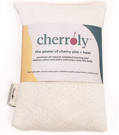 Natural Pain Relief Moist Heat Therapy, Cherry Pits in Organic Cotton, Microwavable Heating Pad/Cold Compress- Back, Neck, Muscles, Joints, Stomach, Menstrual Pains Aches Cramps - Small
