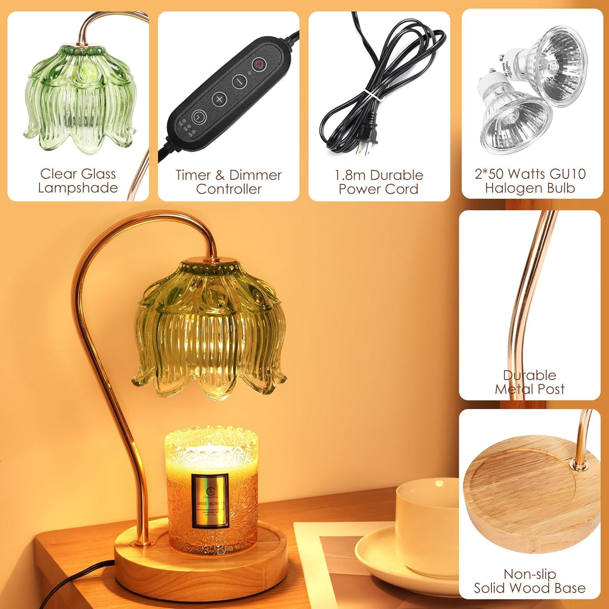 Flower Candle Warmer Lamp with Timer & Dimmer