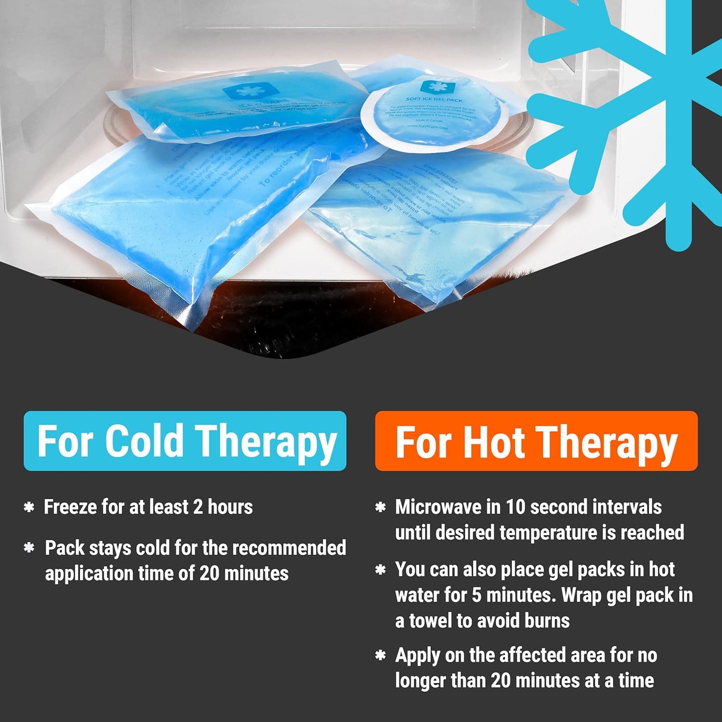 ICEWRAPS Reusable Ice Packs Compact in 4 Sizes, Soft Cooling Pack 7 Pack | Hot or Cold Use, Puncture Resistant, Flexible Ice Pack for Everyday Comfort, Multipurpose Gel Design, FSA-HSA Eligible