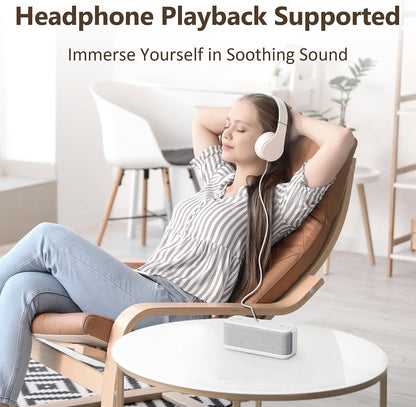 Raynic White Noise Machine, 42 Soothing Sounds Noise Machine, Rechargeable Battery Sound Machine with 8 Volumes, 5 Timers, Type-C Port, Headphone Jack for Baby, Adult, Home, Travel, Office