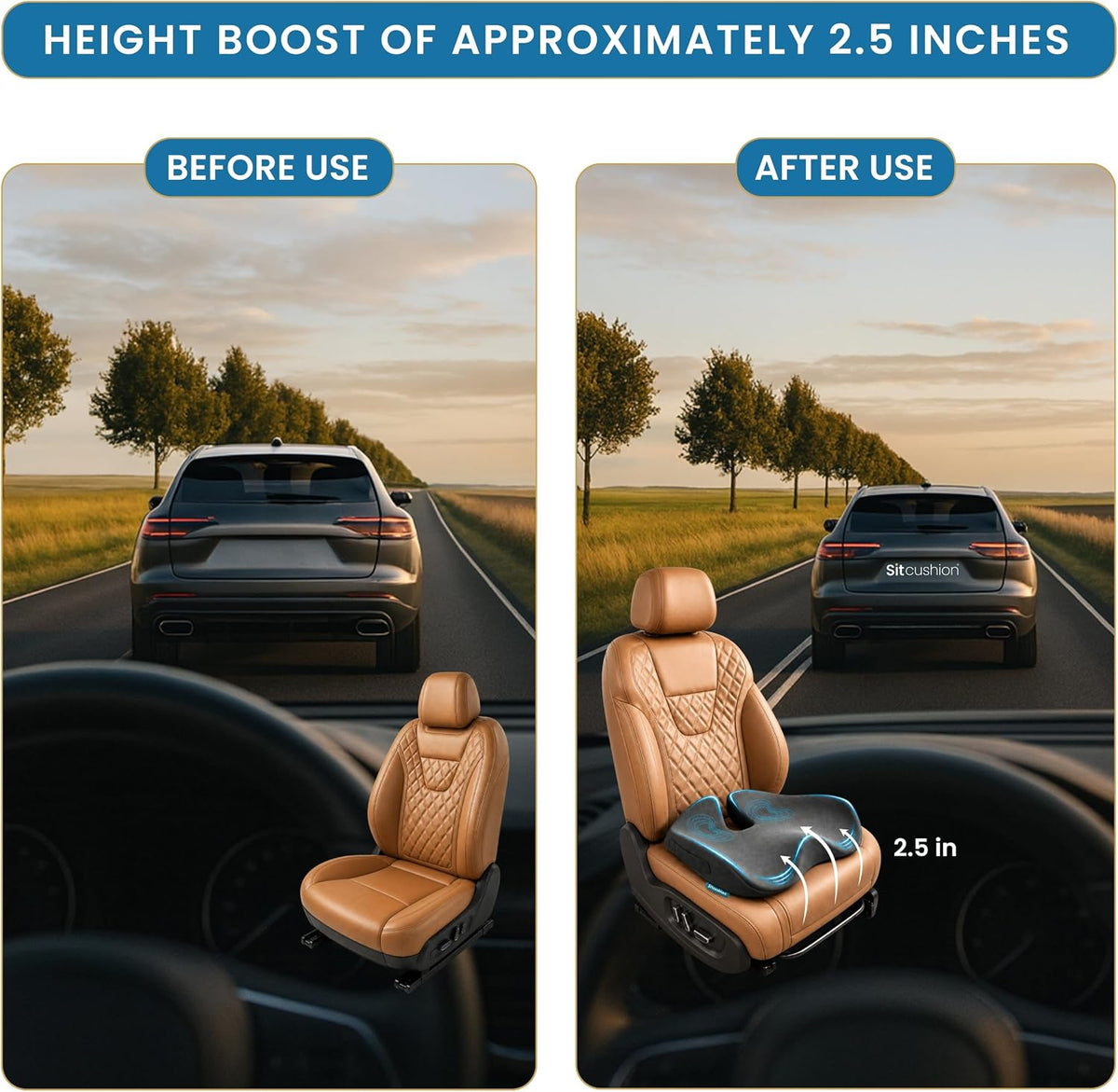 Car Seat Cushion for Driving, Sciatica Pain Relief Car Pillow and Seat Pad