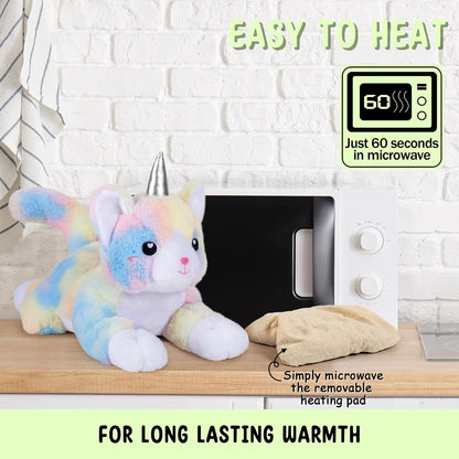 Bunny Microwavable & Weighted Stuffed Animals - 1.5 Lbs Unscented Heating Pad for Period Cramps Pain Relief and Anxiety, Cute Bunny Plush Toys Gifts for Women Girls Adults and Kids by Happy Fuel