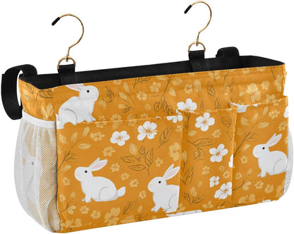 Bedside Caddy Hanging Bunk Bed Caddy Bed Organizer Hanging Pocket with 2 Hooks Bedside Storage Organizer Pocket Bag Holder Checkered Light Green - Colors B