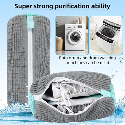 Reusable Shoe Washing Machine Bag & Shoes Laundry Bag for Washer and Dryer, with Self-Locking Zipper, 360° Deep Cleaning, Protects Shoes & Washer – Also Acts as Shoe Dryer Bag for Sneakers (1, grey)